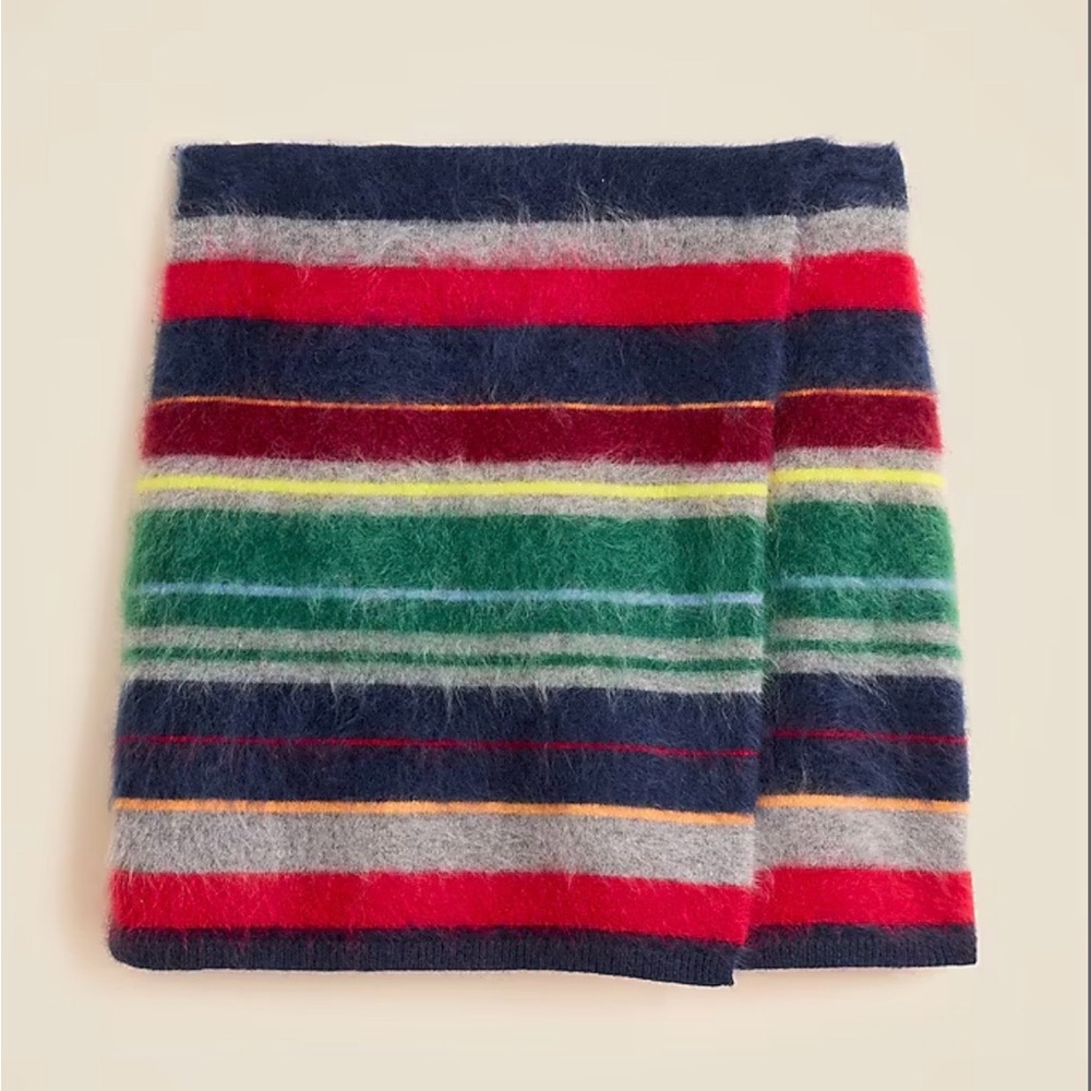 JCrew Collection Brushed Cashmere Faux Wrap Vintage Stripe Skirt Holiday
